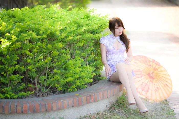 [Mzsock] NO.040 Listening Cheongsam, stockings, high heels and beautiful legs, outdoor shot street photography#[87P]-33