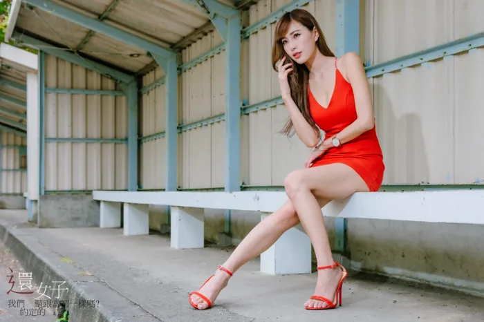 [Mzsock] NO.047 Abby red dress short skirt high heels beautiful legs outdoor shot street photography#[106P]-54